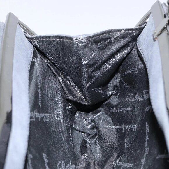 Salvatore Ferragamo Vala Shoulder Bag Suede Gray Silver Auth 149149 - Picture 13 of 16